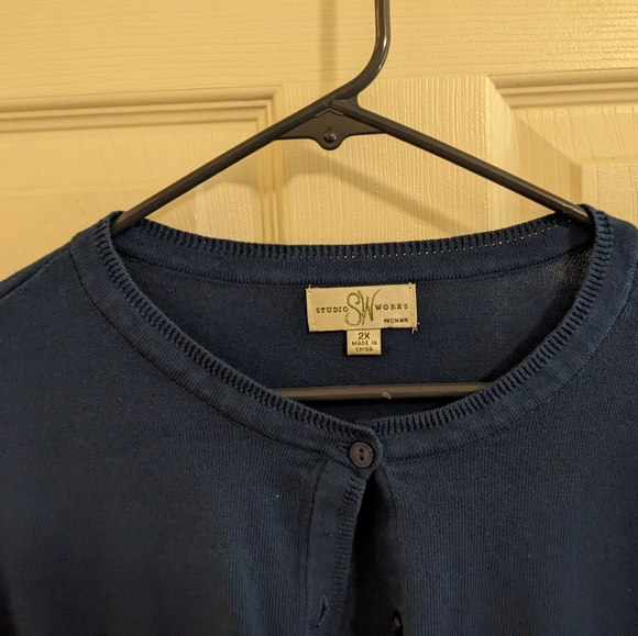 ‼️ CLEARANCE Studio Works blue, button down cardigan, size 2X - Picture 3 of 12